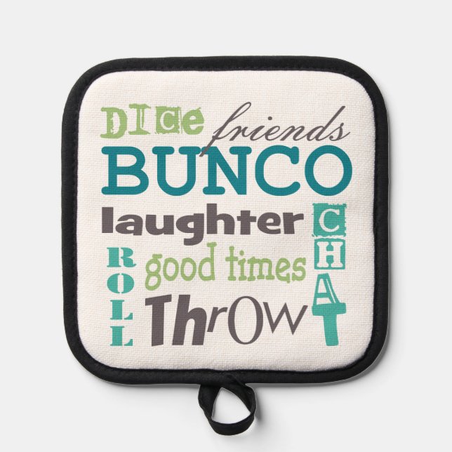 Bunco Player Typography Pot Holder (Front)