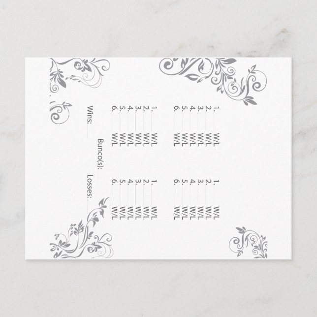 Bunco Post Card Invitation (Front)