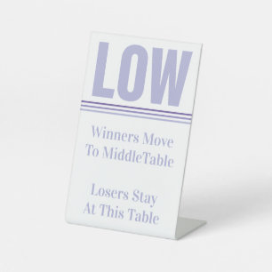 Bunco Purple Low Table  Pedestal Sign