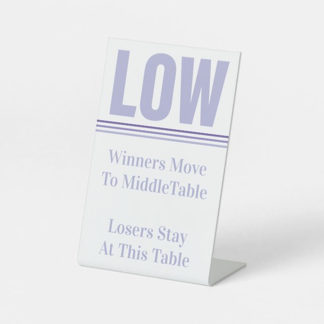 Bunco Purple Low Table  Pedestal Sign (Front)
