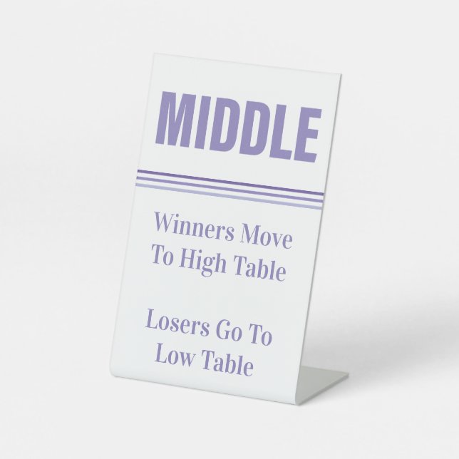 Bunco Purple Middle Table  Pedestal Sign (Front)