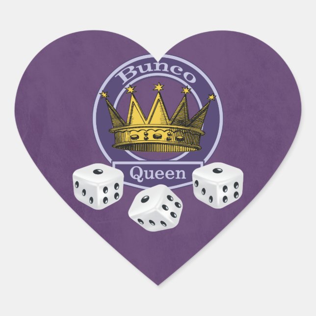 Bunco Queen Crown and Dice Heart Sticker (Front)