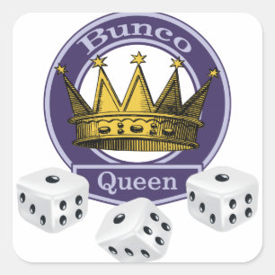 Bunco Queen Crown and Dice Square Sticker