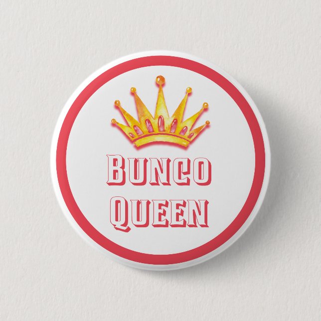 Bunco Queen Gold Crown Watercolor 6 Cm Round Badge (Front)