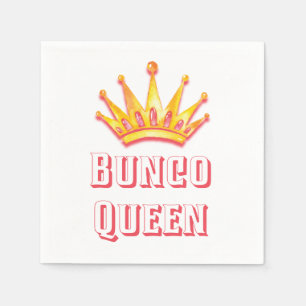 Bunco Queen Gold Pink Crown Watercolor Napkin