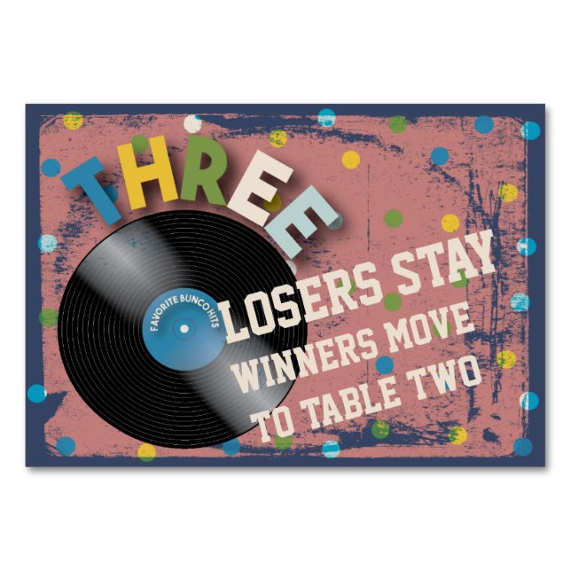 Bunco Rock and Roll Table Card #3 (Back)