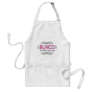 Bunco, Roll, Chat, Laugh In Pink, Black and White Standard Apron