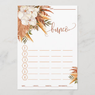 Bunco Score Card Fall Floral Pampas Grass
