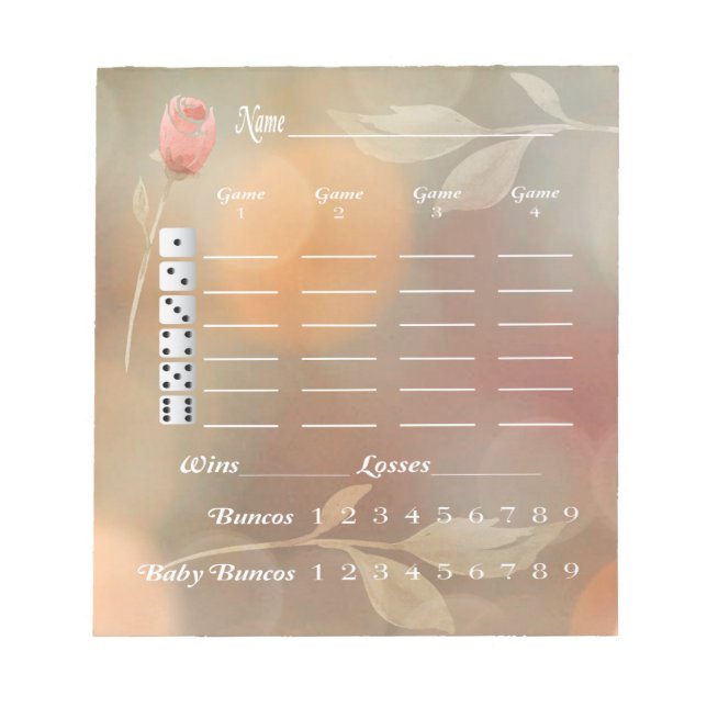 Bunco Score Card Score Pad - Elegant Flower (Front)