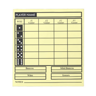 bunco score pad
