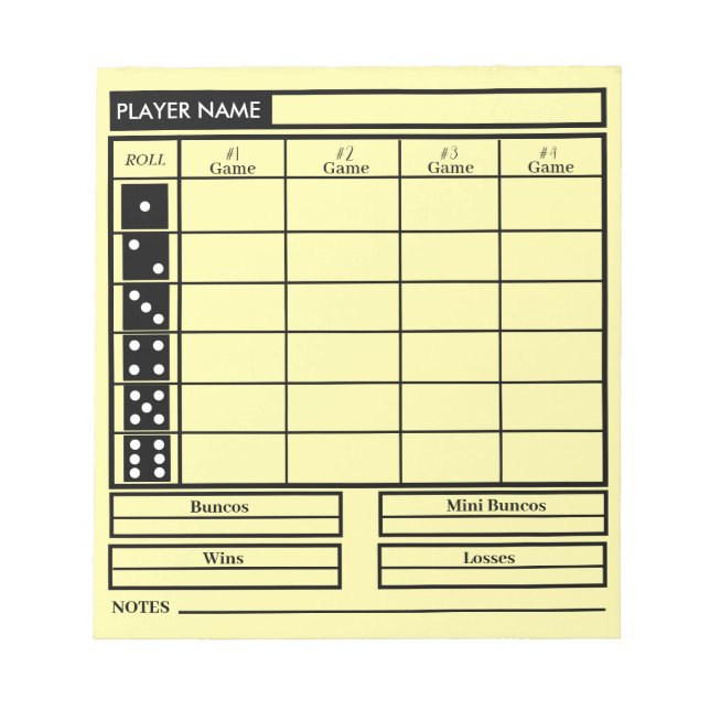 bunco score pad (Front)