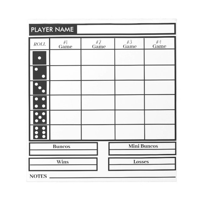 bunco score pad (Front)