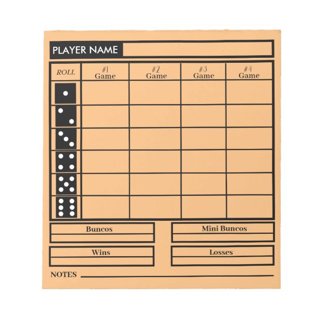 bunco score pad (Front)
