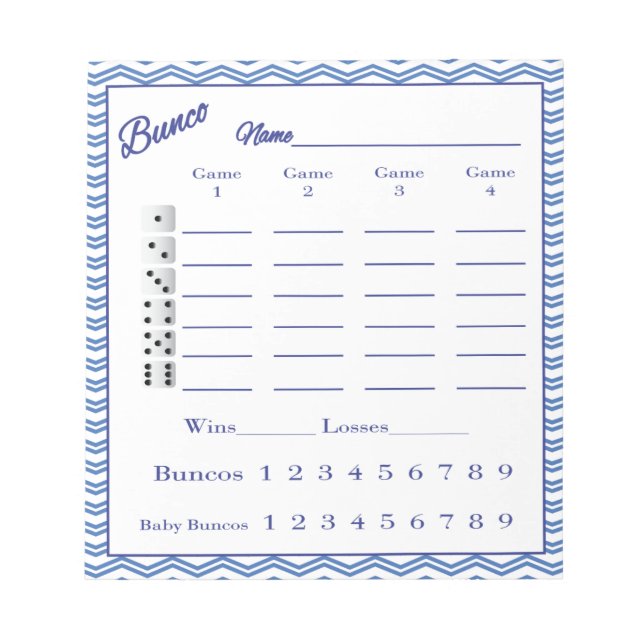bunco score pad - Chevron pattern (Front)