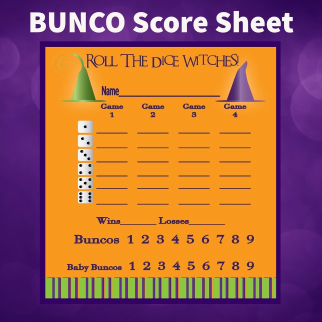 Bunco Score Pad October Theme Witch Halloween (Creator Uploaded)