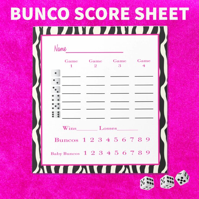 bunco score pad - zebra design (Creator Uploaded)