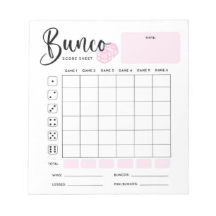 Bunco Score Sheet Pad
