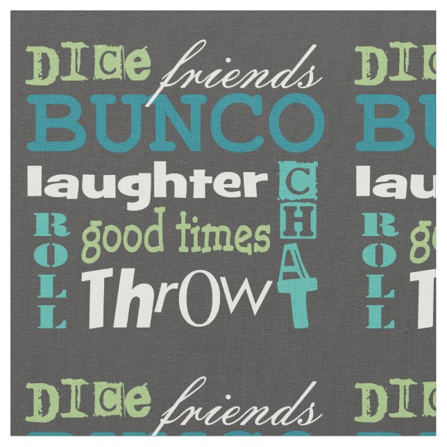 Bunco Subway Art Novelty Blue Green Pattern Fabric (Close Up)