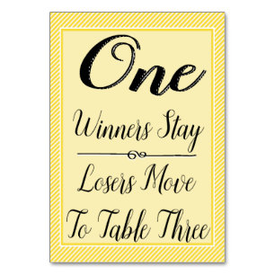 Bunco Table Card #1 - Stylish Yellow Stripe