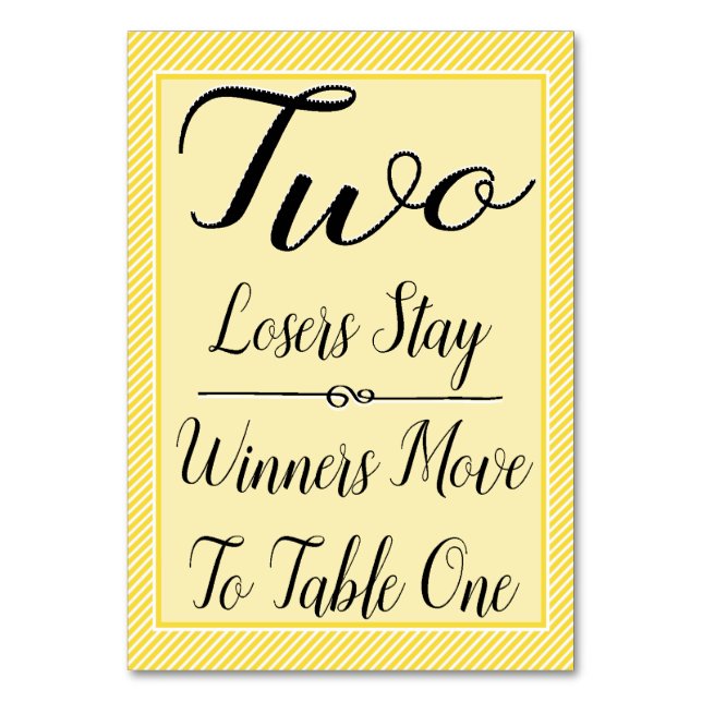 Bunco Table Card #2 - Stylish Yellow Stripe (Back)