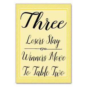 Bunco Table Card #3 - Stylish Yellow Stripe