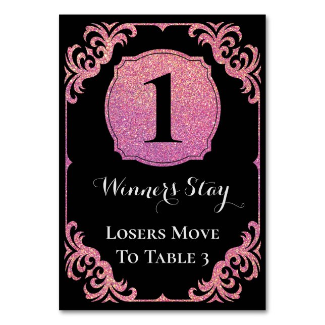Bunco Table Card Elegant Pink Glitter  One (Back)