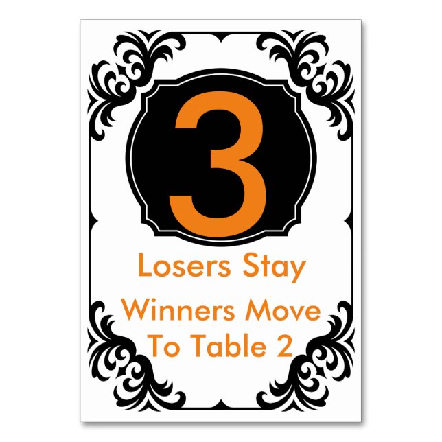 Bunco Table Card orange and black - #3 (Front)