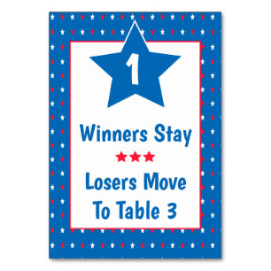 Bunco Table Card - Patriotic July Red,White & Blue