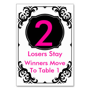 Bunco Table Card pink and black - #2