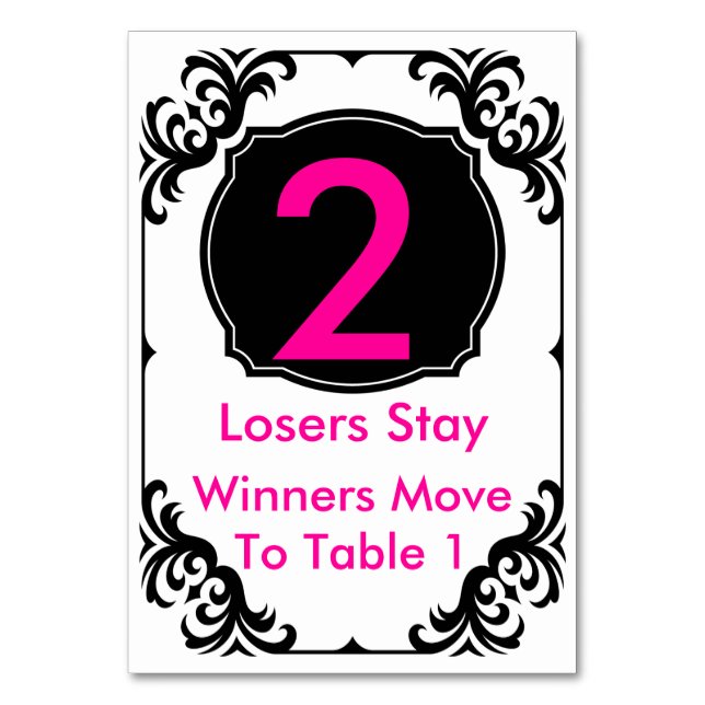 Bunco Table Card  pink and black - #2 (Front)