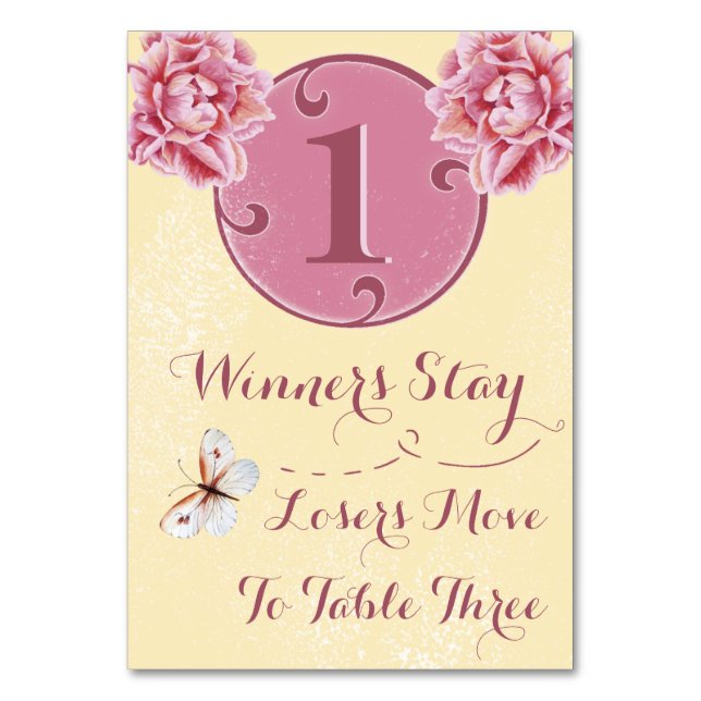 Bunco Table Card - Pink Peony #1 (Front)