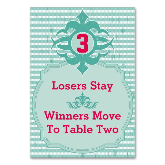 Bunco Table Card - Plaid #3 (Front)