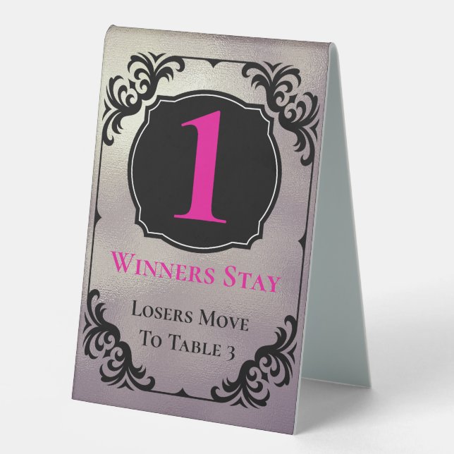 Bunco Table One Card Black Silver Elegant Table (Front)