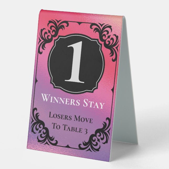 Bunco Table One Card Black White Elegant (Front)