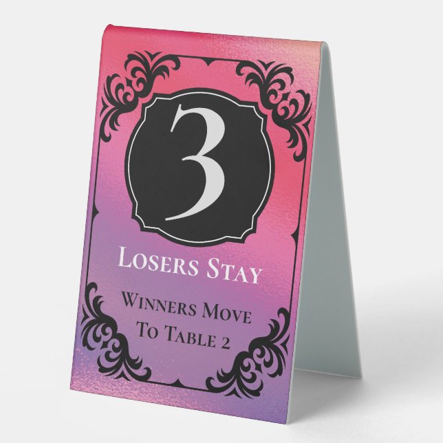 Bunco Table Three Card Black White Elegant (Front)