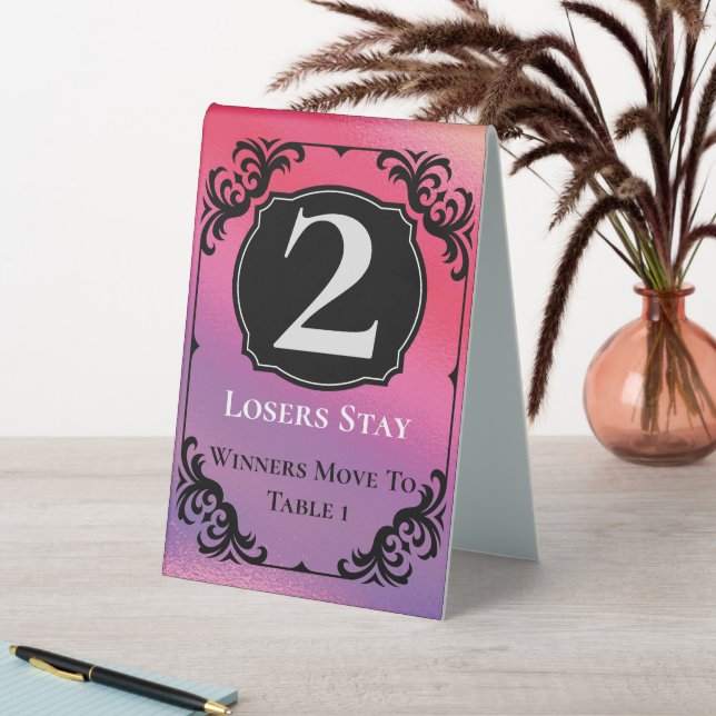 Bunco Table Two Card Pink Black White Elegant (In SItu (Table))