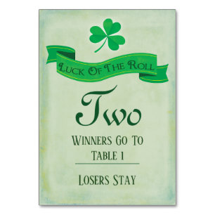 Bunco Table Two March Saint Patricks  Table Number