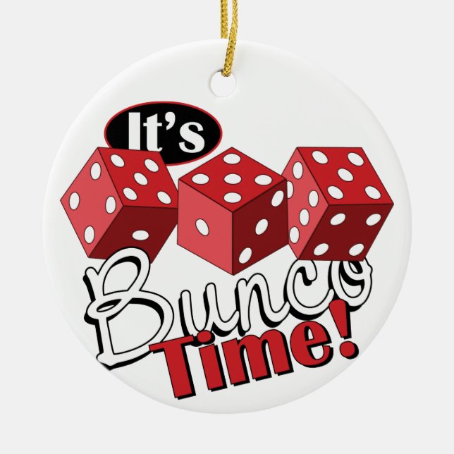 Bunco TIme Ceramic Tree Decoration (Front)