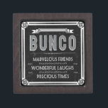 Bunco Vintage Typography Gift Box<br><div class="desc">Fun and festive Bunco vintage typography graphic art design.  Bunco inspired art work features a vintage style border,  ribbon,  ornament embellishments,  and the words: Bunco,  Marvellous Friends,  Wonderful Laughs and Precious Times.  Bunco items are perfect for Bunco night,  Bunco prizes,  Bunco decorating and Bunco gifts.</div>