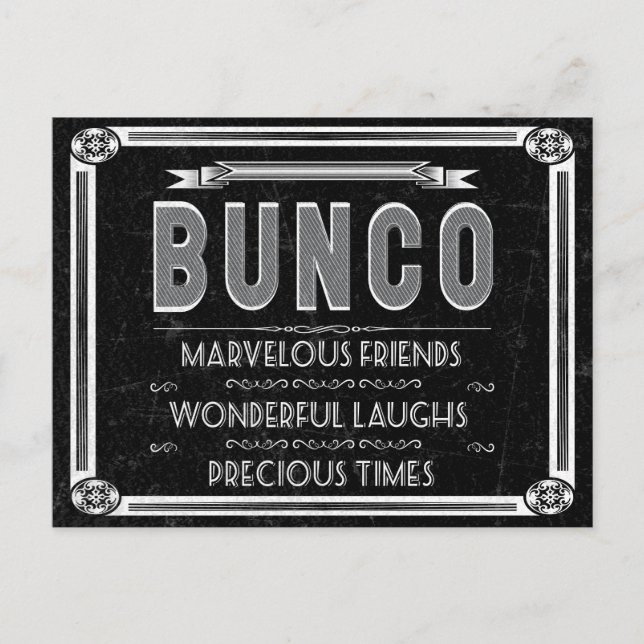 Bunco Vintage Typography Invite (Front)