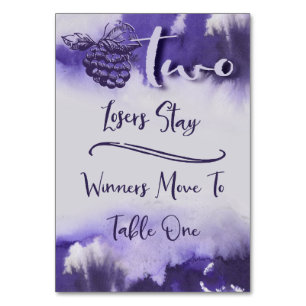 Bunco Wine Grapes Pretty Watercolor Table 2 Number