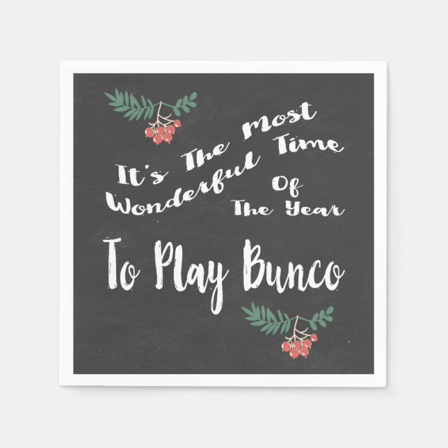 Bunco Winter Holiday Christmas Party Napkin (Front)