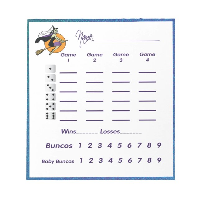 Bunco Witch Halloween  - Score Pad/ Score Sheet Notepad (Front)