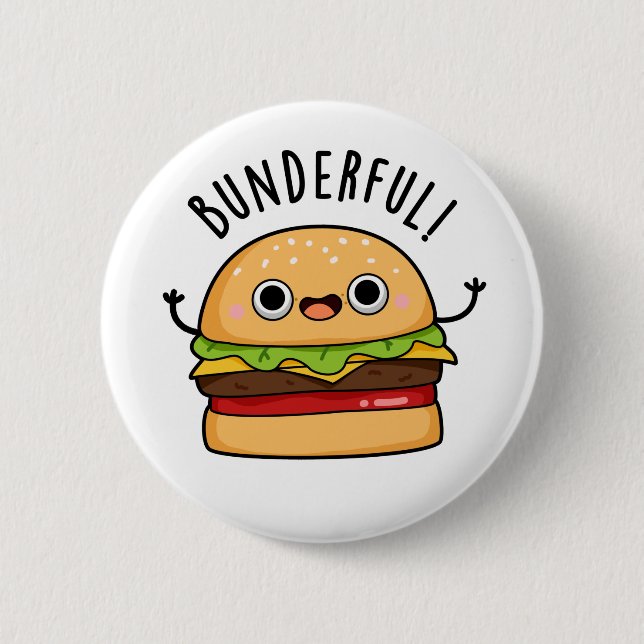 Bunderful Funny Burger Bun Pun 6 Cm Round Badge (Front)