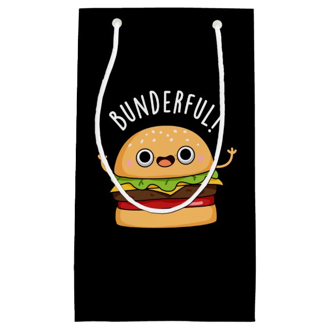 Bunderful Funny Burger Bun Pun Dark BG Small Gift Bag (Front)
