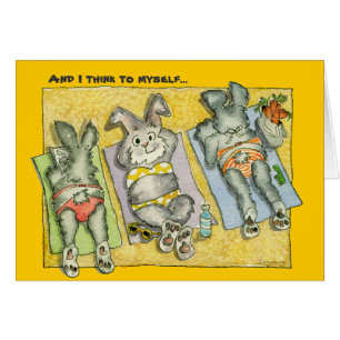 Bunderful World Beach Bunnies Cartoon Card