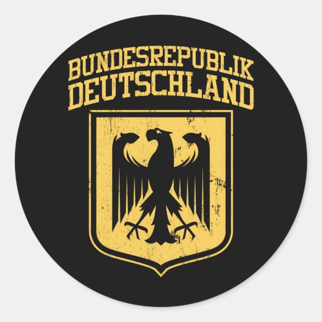 Bundesrepublik Deutschland / German Eagle Classic Round Sticker (Front)