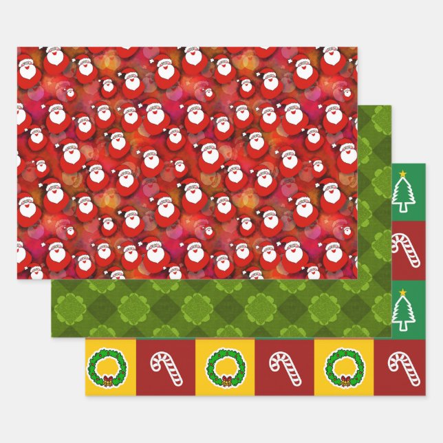 Bundle of 3 Separate Christmas Designs Wrapping Paper Sheet (Set)