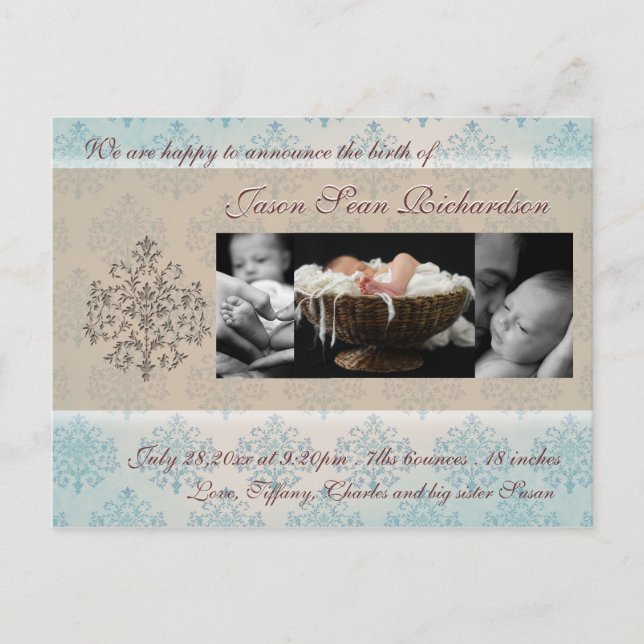 Bundle of Joy Announcement Postcard (Front)