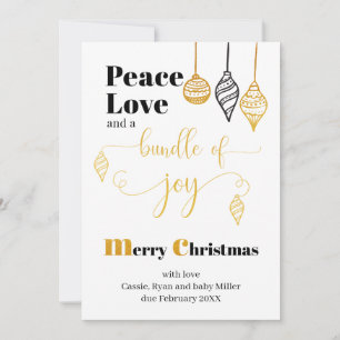 Bundle of Joy Black and Gold Christmas Ornaments Holiday Card